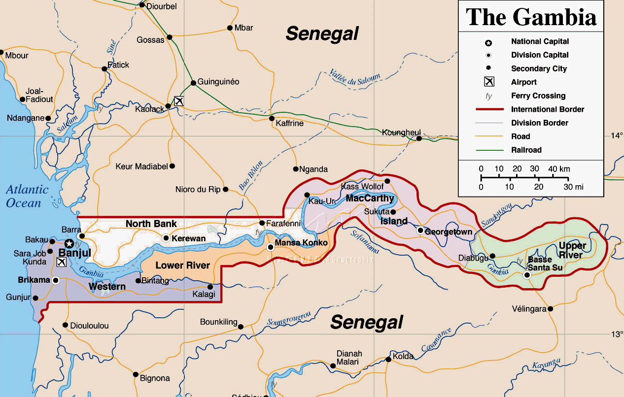 Гамбия карта мира